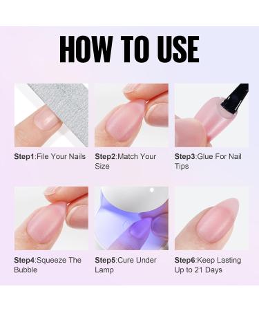 TOMICCA Soft Gel Nail Tips and Glue Kit | Easy DIY Nail Art Set with Almond Nail Tips, Gel Glue, Top Coat, and UV LED Lamp - Pink - Buy Online on GoSupps.com