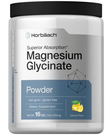 Horb ach Magnesium Glycinate Powder | 1 lb | Lemon Flavored | Superior Absorption | Non-GMO & Gluten Free