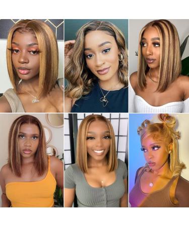 Ombre Bob Lace Front Wig Human Hair 4/27 | Pre Plucked & HD Frontal | 10 150% Density | For Black Women - Buy Online on GoSupps.com