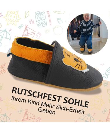 Soft Leather Baby Shoes for Boys and Girls | Non-Slip Rubber Soles | Tiger Design | 6-12 Months | Perfect First Walking Shoes - Buy Online on GoSupps.com
