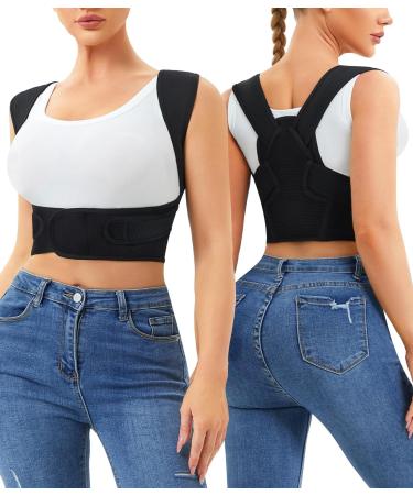 Gotoly Back Brace Posture Corrector for Men and Women Adjustable Straightener Support Upper Back Posture Hunchback Corrector for Spine Neck Shoulder Black XS-S