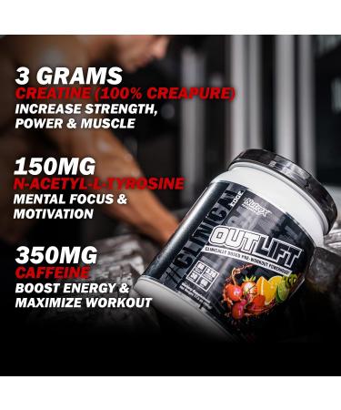 Nutrex Outlift Pre Workout Powder - Clinically Dosed with Creatine, Citrulline, BCAA, Beta Alanine, Caffeine for Energy, Power, and Pump | Gummy Bear Flavor - 30 Servings - Buy Online on GoSupps.com