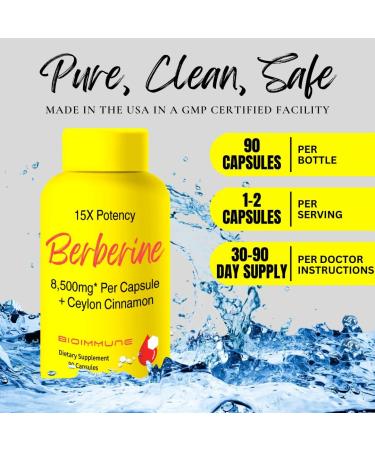 Berberine Supplement 15X Potency Ceylon Cinnamon for Enhanced Absorption & Synergistic Effects. 8 500mg Per Capsule 90 Count (Pack of 1) - Buy Online on GoSupps.com