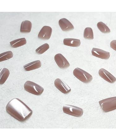 Silver Glitter Press on Nails - Short Square Fake Nails | Reusable Full Cover Stick On Nails | Glossy Gradient Designs for Women & Girls - 24 Pcs - Buy Online on GoSupps.com