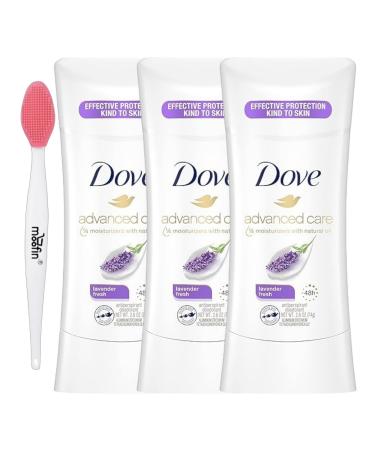 Dove Advanced Care Deodorant 2.6 oz with Moofin Nose Cleaning Brush Under Arm Deodorant Antiperspirant 72-Hour Protection Nourishes Skin Easy Application Deodorant Women Pack of 3