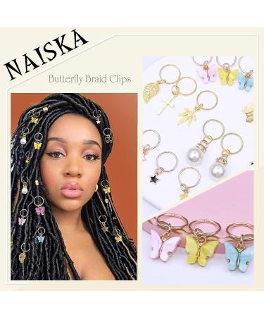 NAISKA 20Pcs Gold Butterfly Hair Braid Dreadlock Clips - Colorful Charms & African Beads Jewelry for Women - Buy Online on GoSupps.com