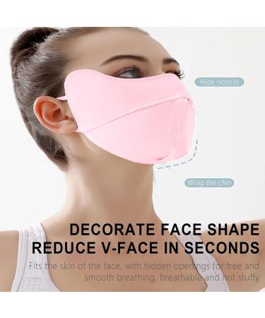 UV Protection Face Masque Breathable UV Protection Ice Silk Face - Reusable 3D Sun Shield Face for Women Face for Fishing Hiking Cycling Eye Protection pink - Buy Online on GoSupps.com