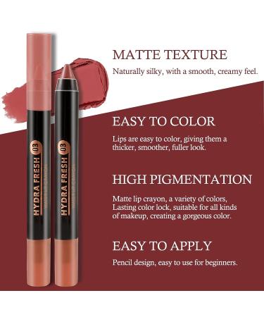 Boobeen Matte Lip Crayon - Velvety Creamy Lip Liner for Women - Long Lasting & Waterproof Lipstick (Shade 03) - Buy Online on GoSupps.com