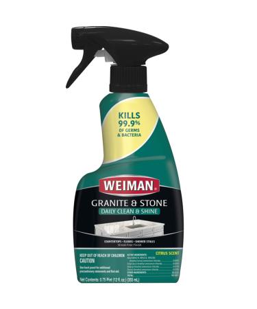Weiman Granite Cleaner and Polish - 12 Fluid Ounce - Enhances Natural Color in Granite Quartz Marble Soap Stone and More