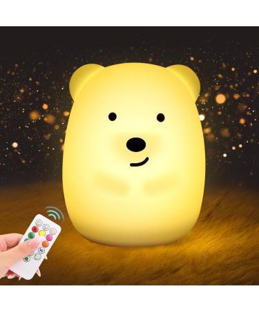 Night light children 9 colors 3 light modes baby night light made of silicone night lamp baby still light with timer touch control remote control USB charging for children's room baby girls young style 1
