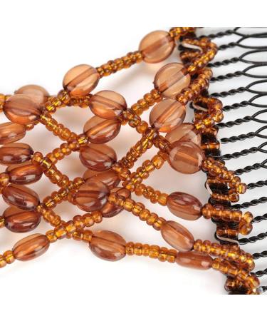 Buy Elastic Hair Comb with Pearl Jewelry - Stylish Double Disc Accessory for Women (Brown) - Buy Online on GoSupps.com