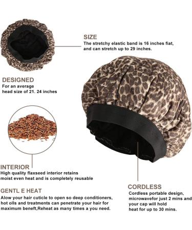 Locisne Cordless Deep Conditioning Hair Heat Cap - Microwavable Heat Cap for Hair Therapy with Flaxseed Interior - Leopard Print - Buy Online on GoSupps.com