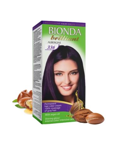 BIONDA Brilliant Permanent Hair Dye & Coloration 336 Eggplant 100 ml 100 gray hair coverage with argan oil nourishing oil formula intensive color shine roots & full lengths
