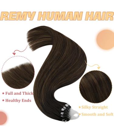 Youngsee 60cm Ombre Microring Extensions | Real Remy Human Hair Brown Ombre Micro Loop Extensions #2/2/6 50g Premium Quality - Buy Online on GoSupps.com