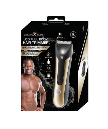 Cutting Edge Body Trimmer for Men Waterproof Body Hair Trimmer with Adjustable Guide Comb & Light Ceramic Blade LCD Indicator Rechargeable 90 Minute Run-Time Hypoallergenic & Irritation-Free