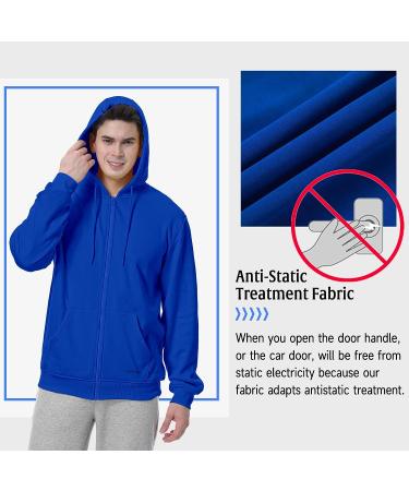 ALAVIKING Men's Blue Zip up Hoodie | Antistatic Fabric, Athletic Fleece, Size S-3XL - Buy Online on GoSupps.com