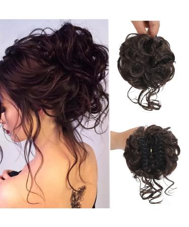Claw Messy Bun Hair Pieces Clip Wavy Curly Hair Chignon Clip in Hairpieces Tousled Updo Donut Hair Bun Synthetic Hair Ponytail for Women Girls 6A