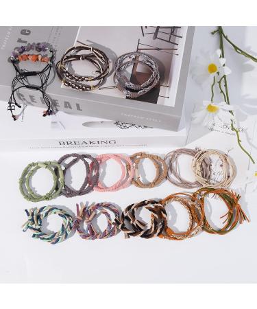 28 Pcs Boho Hair Ties Bracelet - Elastic Twist Braided Bands for Women & Girls - No Damage Ponytail Holder for Thick, Curly, Thin Hair - Mixed Colors - Buy Online on GoSupps.com