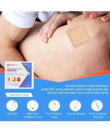 NeueHaut 3x3 Silicone Foam Dressing 10 Pack - Bed Sore/Pressure Ulcer Leg Ulcer Bandage - Buy Online on GoSupps.com