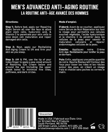 Brickell Men's Advanced Anti-Aging Routine | Night Cream, Vitamin C Serum & Eye Cream Set | Natural & Organic Skincare - Buy Online on GoSupps.com