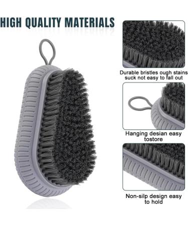 Riisoyu Nail Brush Set - 2 Durable ABS Hand Brushes & Glue Hooks for Clean Cuticles Fingernails and Bathroom Sink - Gray & Blue - Buy Online on GoSupps.com
