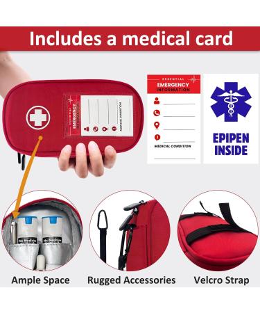 Insulated EpiPen Carry Case - Emergency Medical Bag for Allergies & Diabetes | Fits 2 EpiPens Inhalers & More - Red - Buy Online on GoSupps.com