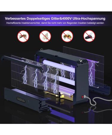 High-Power Electric Insect Destroyer | Double-Sided Fly Trap with Remote Control | 4000V Mosquito Trap for Kitchen Bedroom & Office (Gray) - Effective 100 m Coverage - Buy Online on GoSupps.com