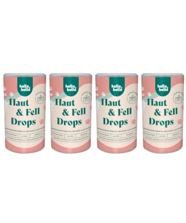 Hellobello skin & fur drops for dogs 4 x 350 g - with algae oil brewer's yeast & biotin for soft shiny fur & healthy skin without itching 4 x 350g