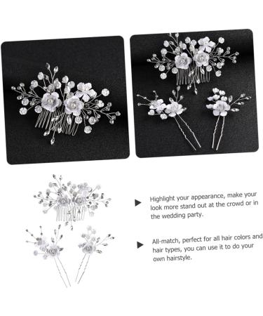 SOESFOUFU 1 Set rhinestone barrettes for women rhinestone headpiece for women wedding headpiece for bride floral suit bride headpieces for wedding white outfit Miss hair pearl flower - Buy Online on GoSupps.com