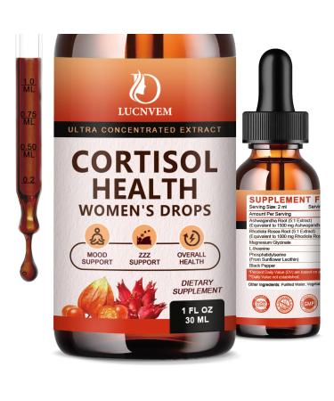 LUCNVEM Cortisol Supplement for Women Cortisol Reducer Detox Manager Ashwagandha/Rhodiola Rosea/Magnesium Complex for Mood/Focus & Sleep Maintain Healthy Cortisol Level- 30 Day Vegan Supply