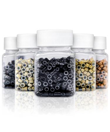 Hair Extension Beads with Silicone-2500 Hair Tinsel Beads  Microlinks 5x3x3mm Beads for Hair Extensions  Hair beads for Extension 5 color Microbeads for Extension  Hair Extension Beads Silicone Lined - Buy Online on GoSupps.com