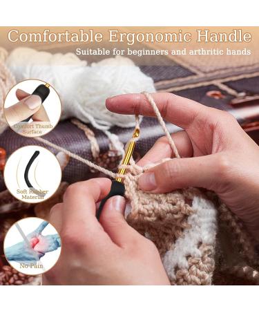 31pcs Aeelike Black Gold Crochet Hook Set - Ergonomic Design for Arthritic Hands - Ideal Gift for Crochet Enthusiasts - Buy Online on GoSupps.com