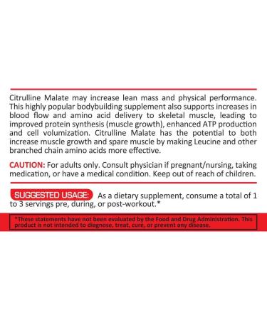 L-Citrulline Malate 2:1 Powder - Nitric Oxide Pre Workout | 5000mg 40 Servings for Muscle Performance Recovery & Endurance - Unflavored - Buy Online on GoSupps.com