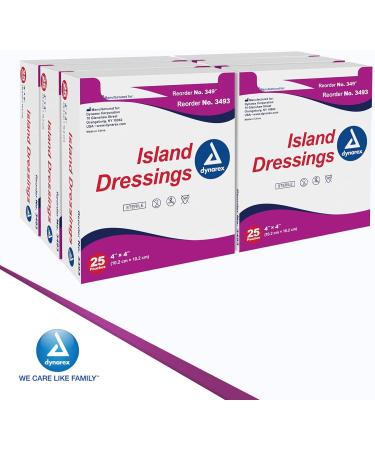 Dynarex Island Dressings - Sterile Wound & Blister Bandages | Highly Absorbent Adhesive 6 x6 25 Dressings per Box - Fast International Shipping - Buy Online on GoSupps.com