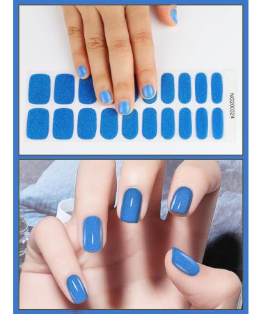 Kalolary 20PCS Nail Gel Polish Strips | Glitter Dark Blue | Self-Adhesive Nail Wraps for UV/LED Lamp | Full Coverage Stickers - Buy Online on GoSupps.com