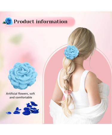 Large Hair Clips Rose Flower Clips Multicolored Flowers Hair Clips for Women and Girls Purple Blue Pink Red (Blue Approx. 12 cm) Blue-12 cm - Buy Online on GoSupps.com