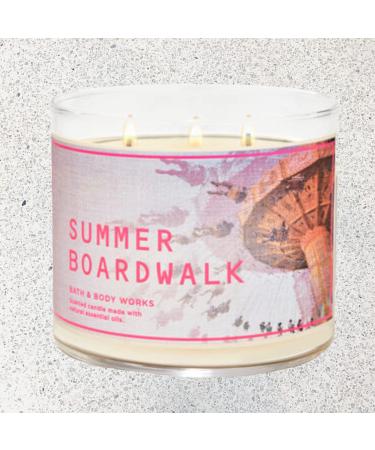 Bath & Body Works White Barn 3-Wick Candle w/Essential Oils - 14.5 oz - 2022 Early Summer Scents! (Summer Boardwalk)