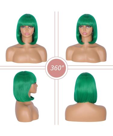 Kalyss Women's Dark Green Bob Hair Full Wig - Synthetic Fiber Short Straight Cosplay Party Hairstyle - Buy Online on GoSupps.com