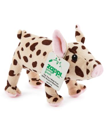 Zappi Co 100% Recycled Plush Spotted Pig (17cm Length) Stuffed Soft Cuddly Eco Friendly animals Collection For New Born Child First kid