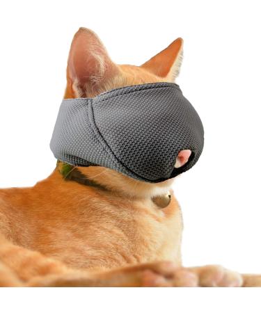 OHCOZZY Cat Muzzle with Breathable Mesh Muzzle for Cats Prevent Biting Chewing Cat Care (Size L Black) L Black