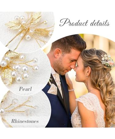 XZtimes Wedding Hair Clips Gold Leaf Bride Hair Pins Bridal - Pack of 3 - gold pin - Vintage - Buy Online on GoSupps.com