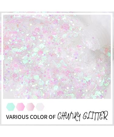  Prreal Body Glitter Gel Holographic Face Glitter Body Gel Rave Party Accessories Chunky Glitters for Face Hair Nails Cosmetic Laser Powder Festival Sequins Paint Makeup #Iridescent - Buy Online on GoSupps.com