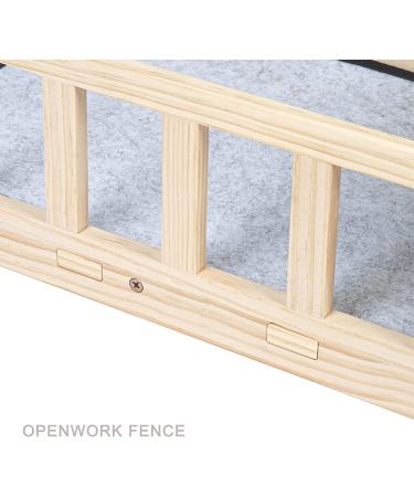 Yiotl Wall Mounted Wood Cat Shelf Bed with Two Bowls - Indoor Cat Feeder Shelf & Playing Platform | Cat Perch Bed with Mat - Buy Online on GoSupps.com
