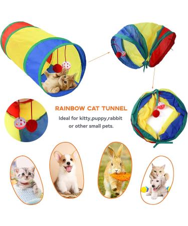 Wefine 20 Pcs Cat Toys for Indoor Kitten Collapsible Cat Tunnel for Indoor Cat Interactive Cat Feather Wand Ball Spring Mice Toy for Cat Puppy Kitty Kitten 20pcs Rainbow - Buy Online on GoSupps.com