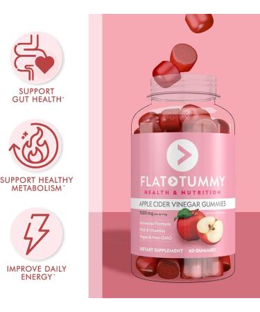 Flat Tummy Apple Cider Vinegar Gummies - 60 Count for Energy Boost, Detox & Gut Health Support - Vegan, Non-GMO with Mother, Apples, Beetroot, Vitamin B9, B12 Superfoods - Buy Online on GoSupps.com