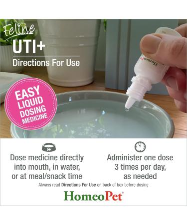 HomeoPet Feline UTI Plus Safe and Natural Urinary Tract Medicine for Cats Feline Urinary Tract Support 15 Milliliters - Pack of 2 - Buy Online on GoSupps.com
