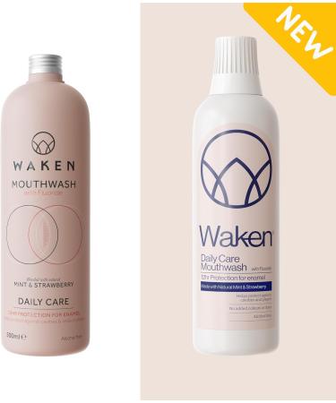 Waken Mint with Strawberry Mouthwash - 100% Natural Flavours - 500 ml (Pack of 1) - Buy Online on GoSupps.com