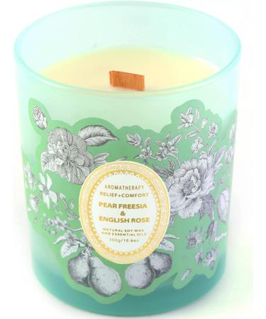 Pear Freesia & English Rose Scented Candle | Long Lasting Aromatherapy Candles | Natural Soy Wood Wick | Refreshing Home Fragrance for Women - Buy Online on GoSupps.com