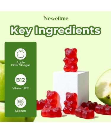 NEWELLME Sugar-Free Apple Cider Vinegar (ACV) Gummies with The Mother & B12 Vegan Organic Vitamin Gummies for Digestion Energy & Metabolism Gluten-Free Multivitamin Support 60 Counts 60 count(pack of 1) - Buy Online on GoSupps.com