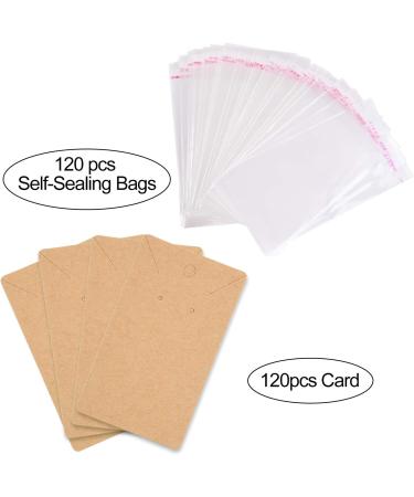 120 Pack Earring Holder Cards & Bags Set | Necklace Display Kraft Paper Tags for Ear Studs - Brown | TUPARKA - Buy Online on GoSupps.com